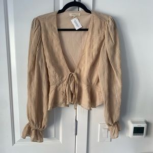 Mable Long Sleeve Tie Crop Top | Large